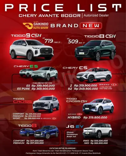 Pricelist Harga Chery kemanggisan 2025